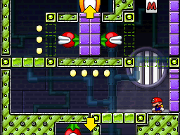 A screenshot of Room 4-1 from Mario vs. Donkey Kong 2: March of the Minis.