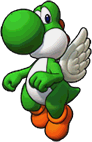 Sprite of Green Winged Yoshi's team image, from Puzzle & Dragons: Super Mario Bros. Edition.