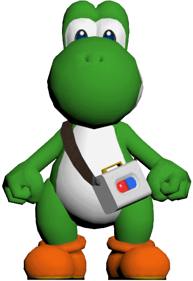 Animated image of Dr. Yoshi from Dr. Mario World