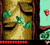Squawks flying between two Buzzes in Redwood Rampage from Donkey Kong GB: Dinky Kong & Dixie Kong