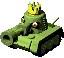 Battle idle animation of Smithy's tank head from Super Mario RPG: Legend of the Seven Stars