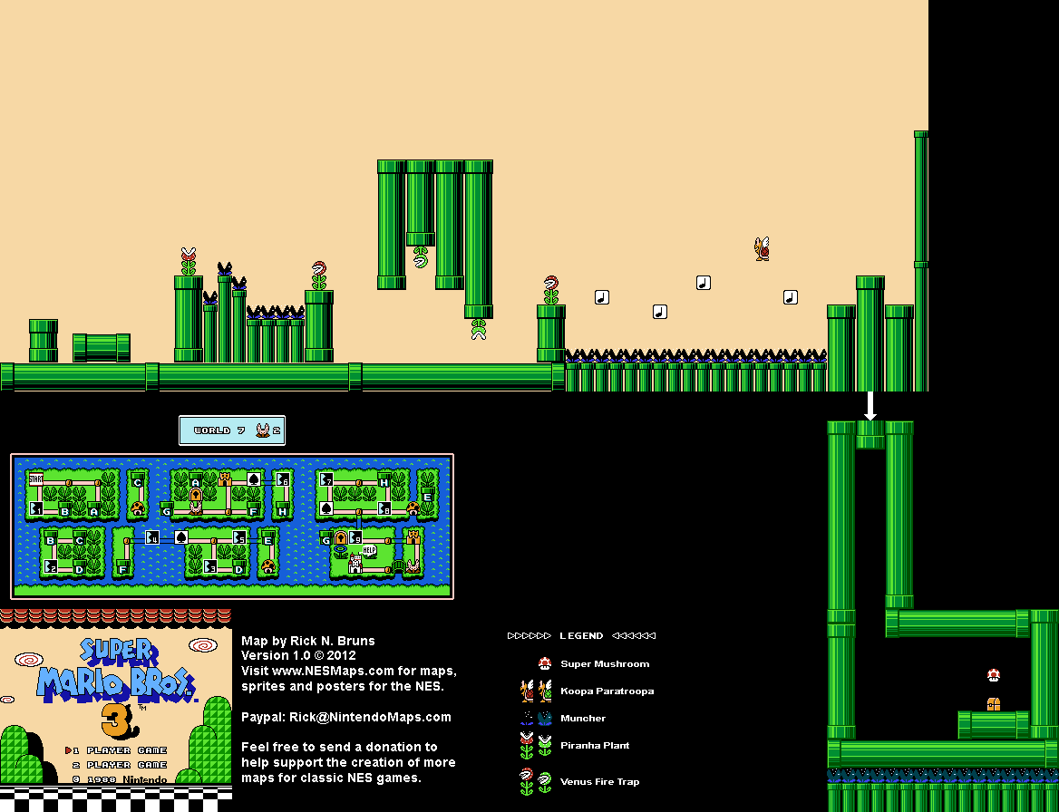 Map of World 7-Piranha Plant 2 of Super Mario Bros. 3