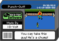 The shelf cover for one of 18-Volt's microgames in WarioWare: D.I.Y.