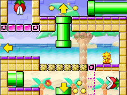 A screenshot of Room 2-7 from Mario vs. Donkey Kong 2: March of the Minis.