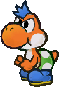 Sprite of the orange Yoshi Kid from Paper Mario: The Thousand-Year Door