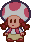 A pink-spotted female Toad in Paper Mario
