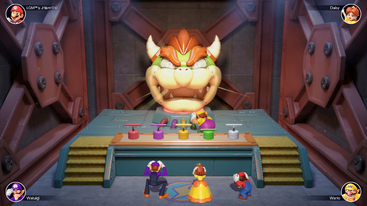 Bowser's Big Blast Take turns pressing the switches. If Bowser blows up on you, you're out.