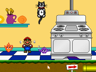 I'm a Little Teapot: Displays Mario choreographing to the song in a kitchen along with some teapots with eyes.
