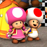 Toad and Toadette in the ending of Mario Kart Wii