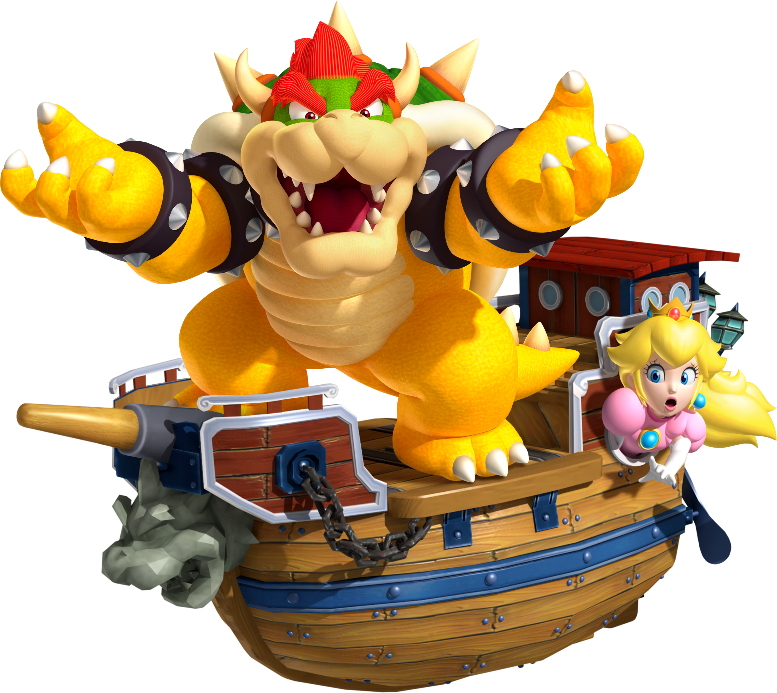 Bowser and Princess Peach on an airship