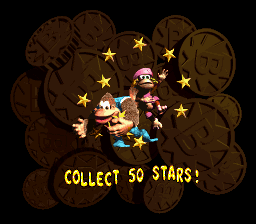 Collect the Stars! Bonus Area title card in Donkey Kong Country 3: Dixie Kong's Double Trouble!