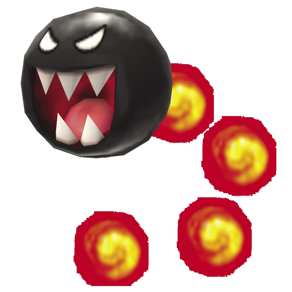 A Flame Chomp in New Super Mario Bros. 2