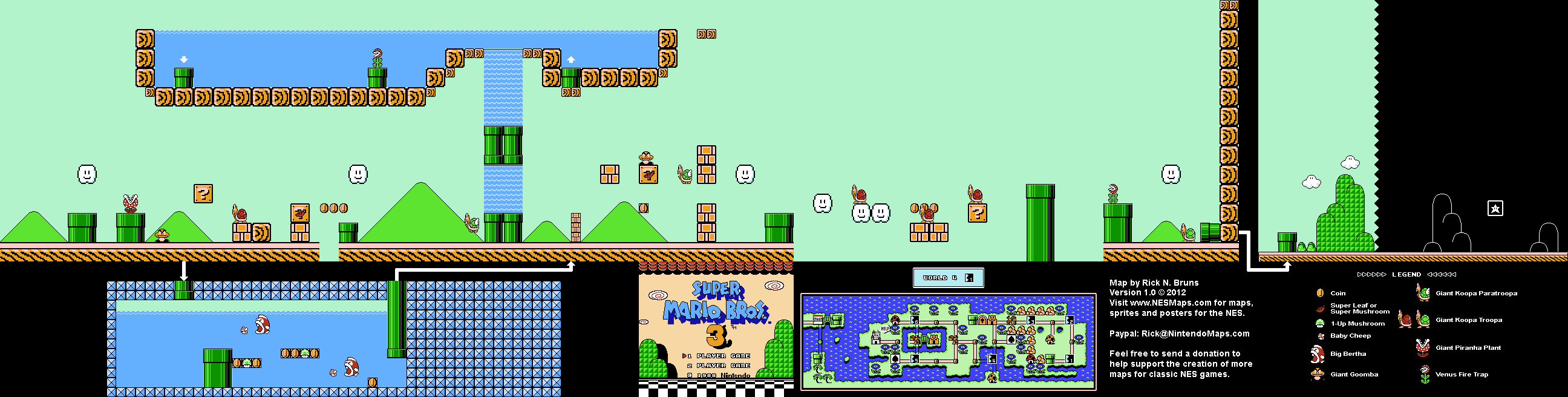 Map of World 4-1 of Super Mario Bros. 3