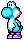 A sprite of a Light Blue Yoshi from Yoshi's Island DS.
