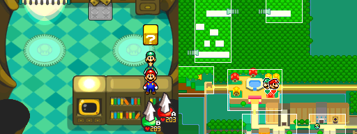 Last block in Toad Town of Mario & Luigi: Bowser's Inside Story.