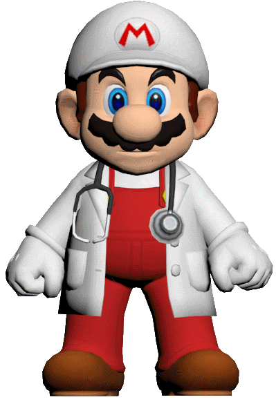 Animated image of Dr. Fire Mario from Dr. Mario World