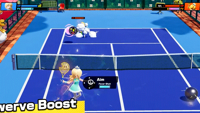 Rosalina scores a point against Koopa Troopa with a Swerve Boost