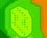 The green from Hole 2 of the Peach's Castle course from the Game Boy Color Mario Golf
