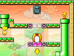 A screenshot of Room 3-7 from Mario vs. Donkey Kong 2: March of the Minis.