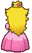 An unused backsprite for Princess Peach, reusing her appearance from Paper Mario: The Thousand-Year Door.