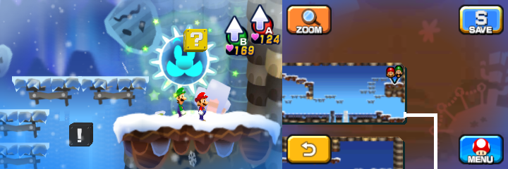 Block 49 in Dreamy Mount Pajamaja accessed by a Dreampoint found at the very peak of the mountain of Mario & Luigi: Dream Team.