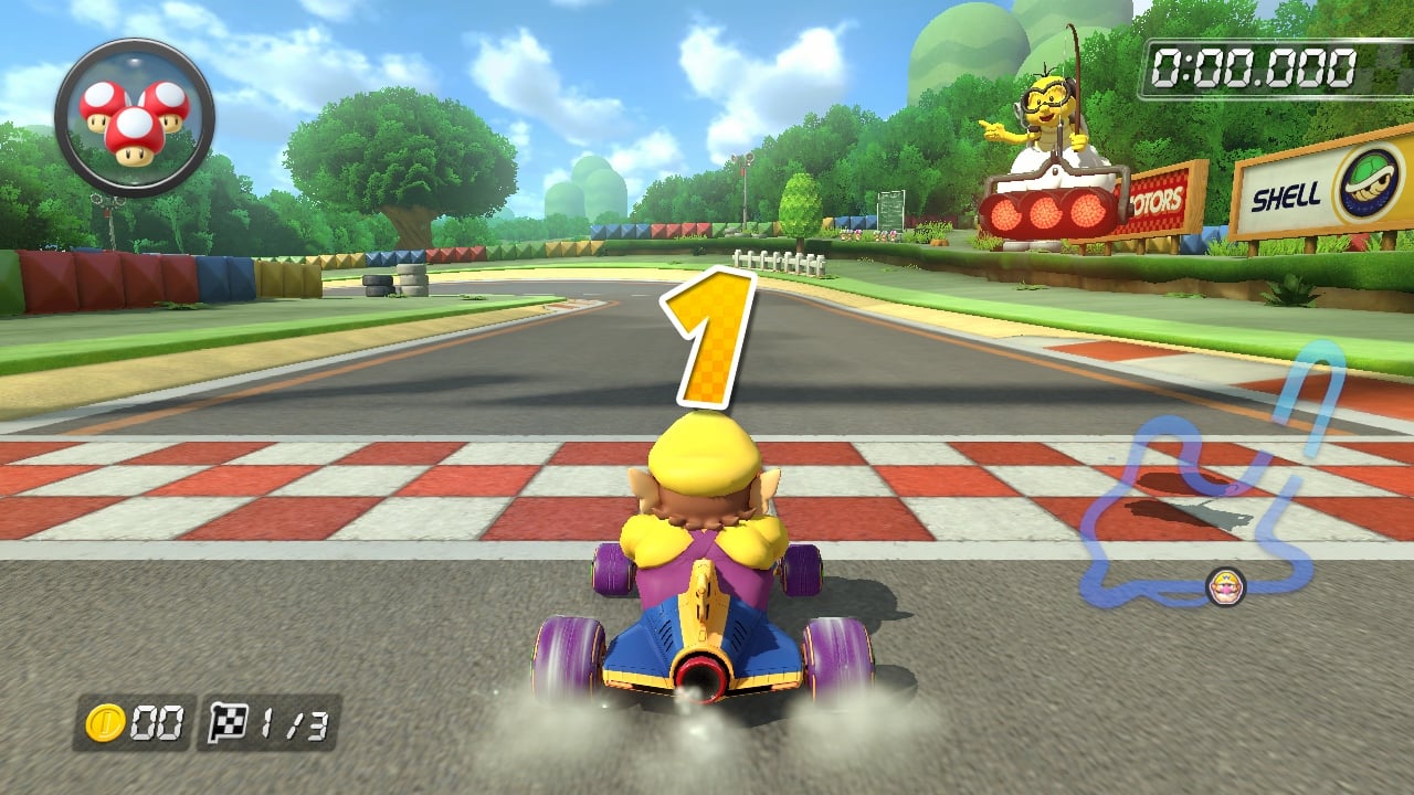 Wario at the starting line