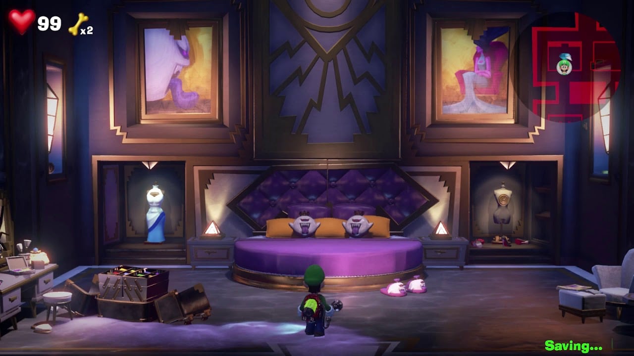 Luigi exploring the Master Suite in Luigi's Mansion 3.