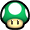 Sprite of a 1-Up Mushroom from the user interface (UI) of Super Mario Galaxy and Super Mario Galaxy 2.