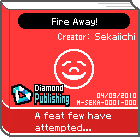The shelf sprite of one of Ashley's favorite artist comics: Fire Away! in the game WarioWare: D.I.Y.