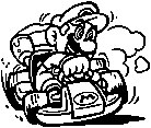 Stamp of Mario in a kart, from Mario Kart 8.