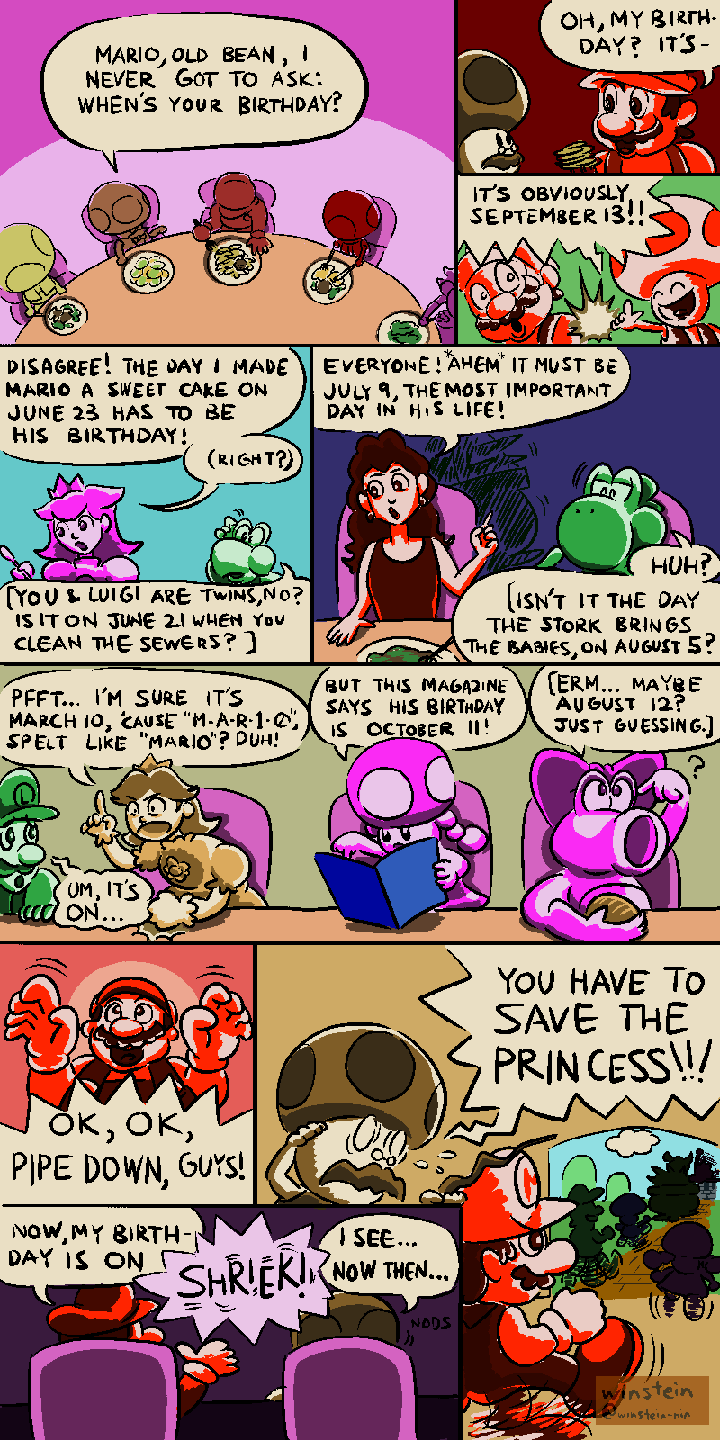 In a classic tale of parents claiming kids are delivered by storks, the  Mario Bros. didn't buy Papa Mario's tale. (Art by me) : r/Mario