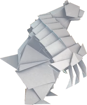 An origami Ice Vellumental from Paper Mario: The Origami King.