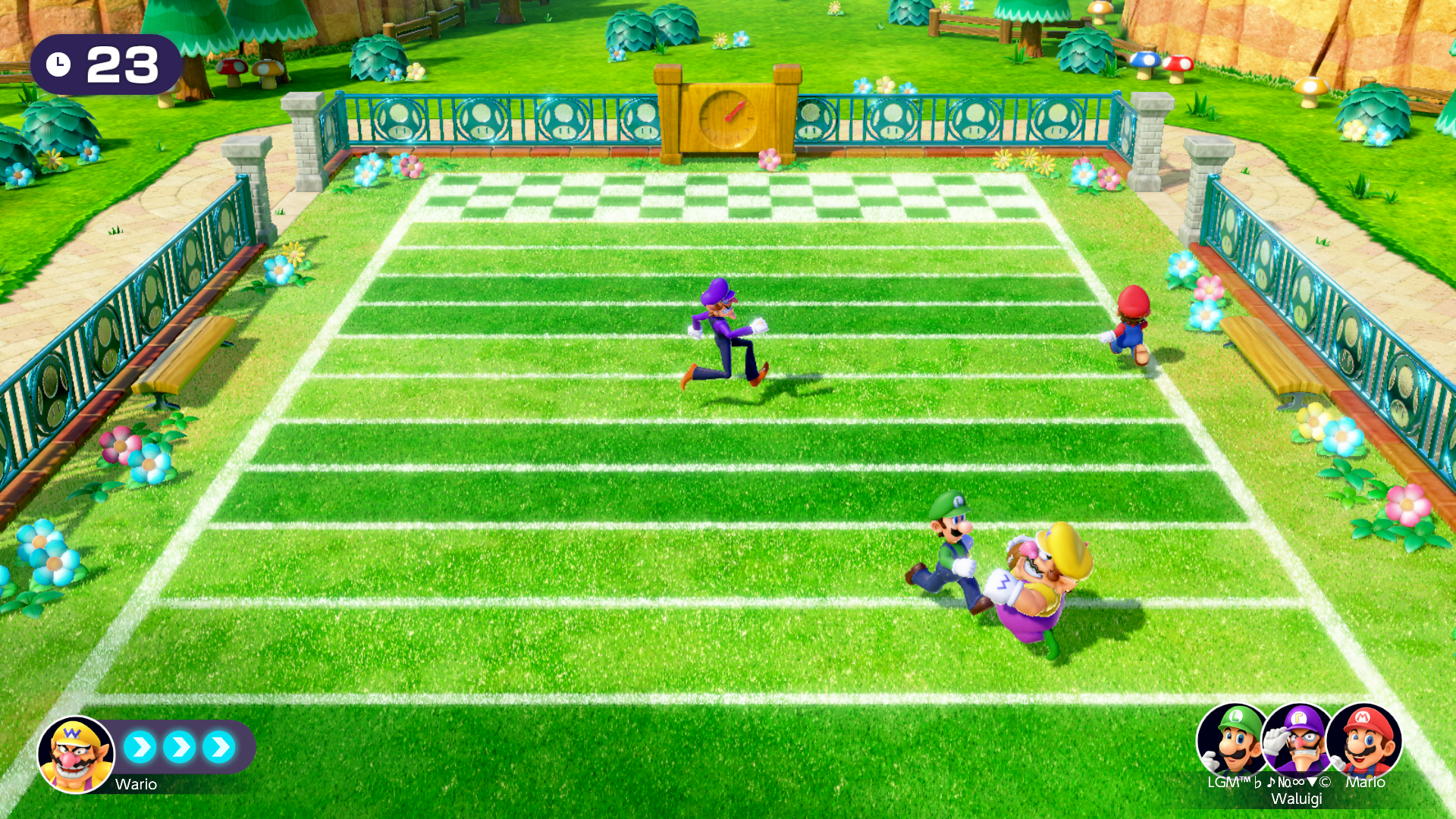 Tackle Takedown Solo side: Run the ball to the end zone. Team side: Tackle the runner.