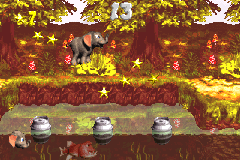 Ellie collecting stars in the second Bonus Level of Bobbing Barrel Brawl in the Game Boy Advance remake.