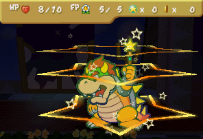 Bowser using the Star Rod to power-up.
