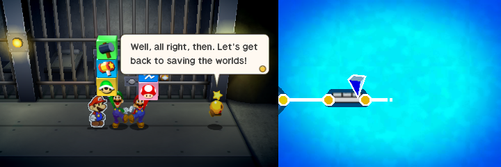 Group getting back their Command Blocks from the Hammer Bros. guards in Twinsy Tropics of Mario & Luigi: Paper Jam.