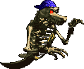 Sprite of a blue-bandanna Kackle from Donkey Kong Country 2: Diddy's Kong Quest