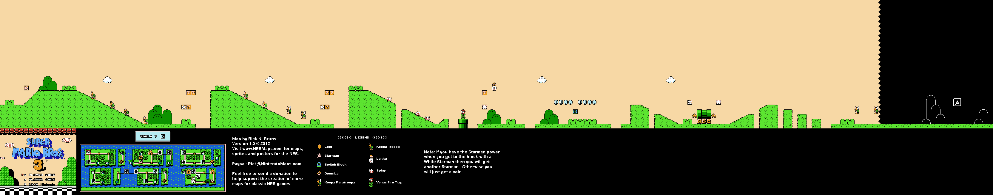 Map of World 7-3 of Super Mario Bros. 3