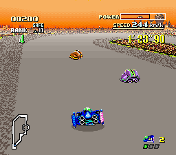 Screenshot of F-Zero for the Super Nintendo Entertainment System. For the Super Mario Wiki, this image has been uploaded for use on the Famicom Grand Prix series page.