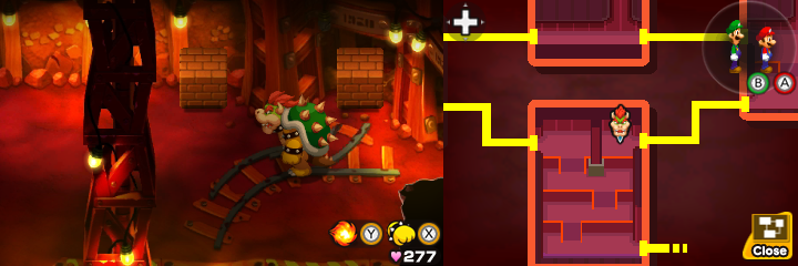 Fourth and fifth blocks in Tunnel of Mario & Luigi: Bowser's Inside Story + Bowser Jr.'s Journey.