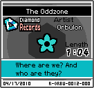 The shelf sprite of one of Orbulon's records (The Oddzone) in the game WarioWare: D.I.Y., as it appears on the top screen.