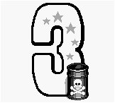 The number 3, from the Game Boy Printer letters in Donkey Kong Country (Game Boy Color)