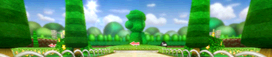 The course banner for DS Peach Gardens from Mario Kart Wii.