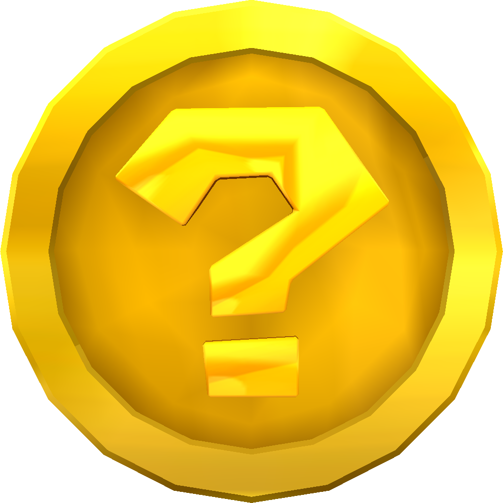 Rendered model of a ? Coin in Super Mario Galaxy.