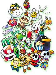 Artwork of Yoshi, Baby Mario from Super Mario World 2: Yoshi's Island