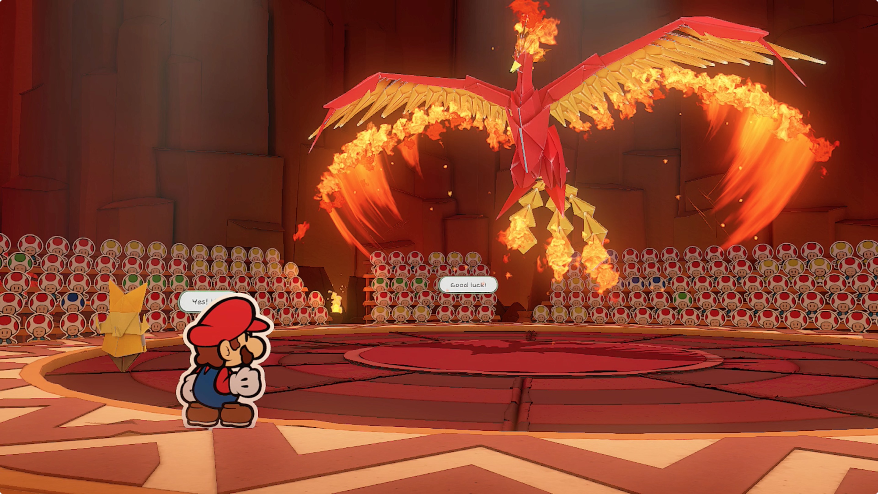 Mario faces off against the Fire Vellumental