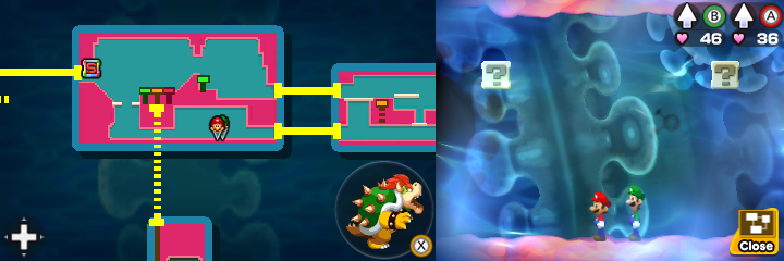Seventh and eighth blocks in Pump Works of Mario & Luigi: Bowser's Inside Story + Bowser Jr.'s Journey.