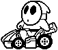 A Shy Guy stamp, from Mario Kart 8.