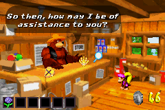 Bazaar's General Store in the Game Boy Advance version of Donkey Kong Country 3: Dixie Kong's Double Trouble!