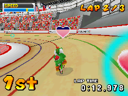 Gameplay of the Pursuit event in Mario & Sonic at the Olympic Games for Nintendo DS.